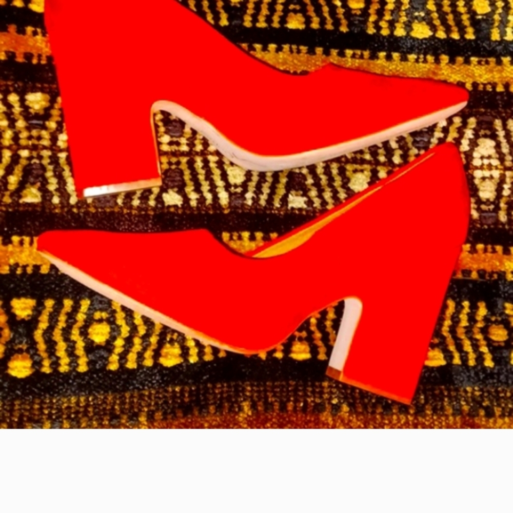 Red Block Heel Pumps